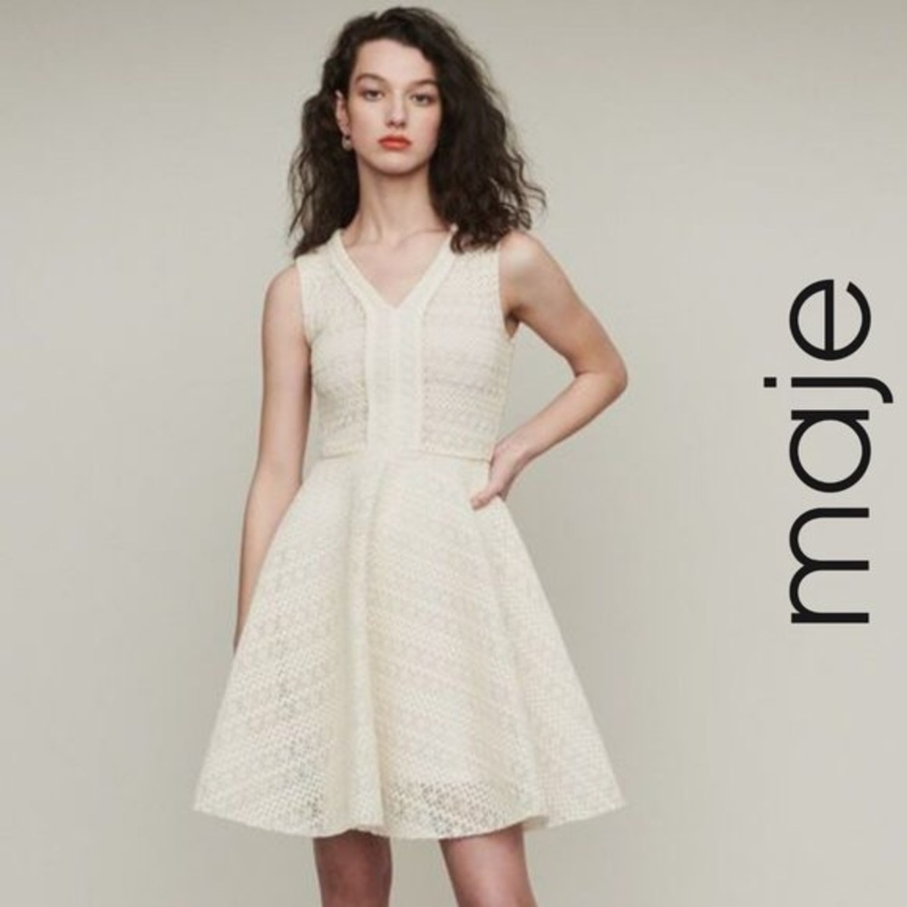 Maje Women's White Reinette Fit & Flare Dress b3b